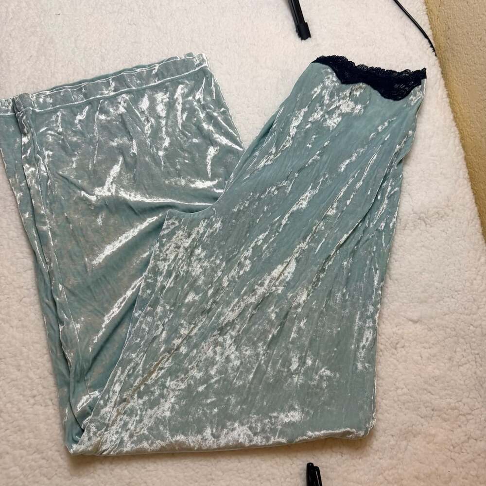 Vintage 2005 Victoria's Secret Angels Velvet Lounge Pants Size M Light Blue